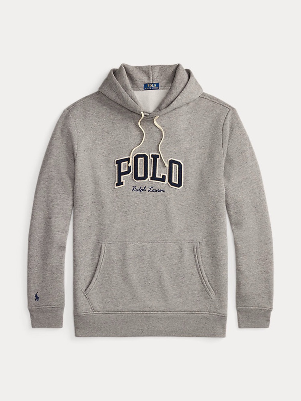 NWT Polo Ralph Lauren Heather Grey Collegiate Logo Fleece Hoodie - Size L
